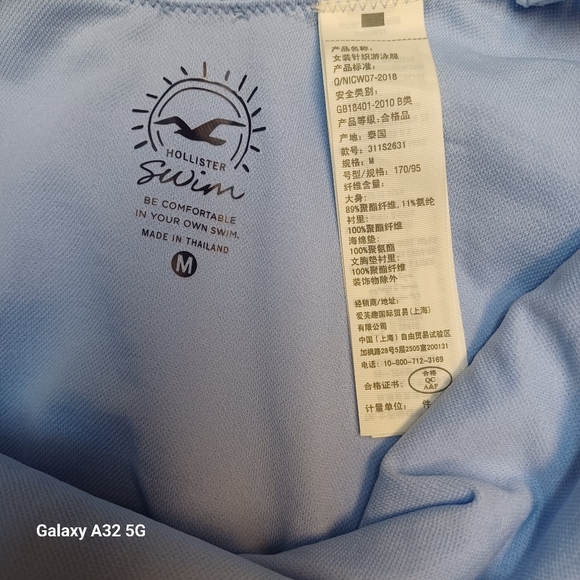 Hollister Blue Bikini Swimsuit With V-Neck and Bow Straps Size M - Picture 2 of 13